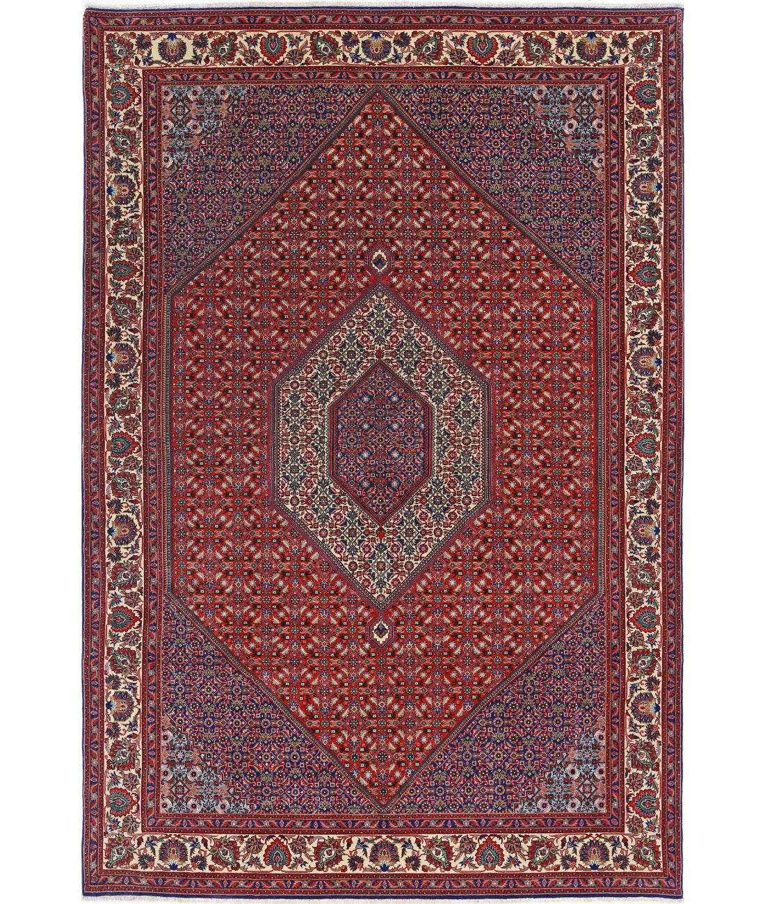 Hand Knotted Persian Bijar Wool Rug - 6&#39;7&#39;&#39; x 9&#39;11&#39;&#39; 6&#39;7&#39;&#39; x 9&#39;11&#39;&#39; (198 X 298) / Red / Ivory