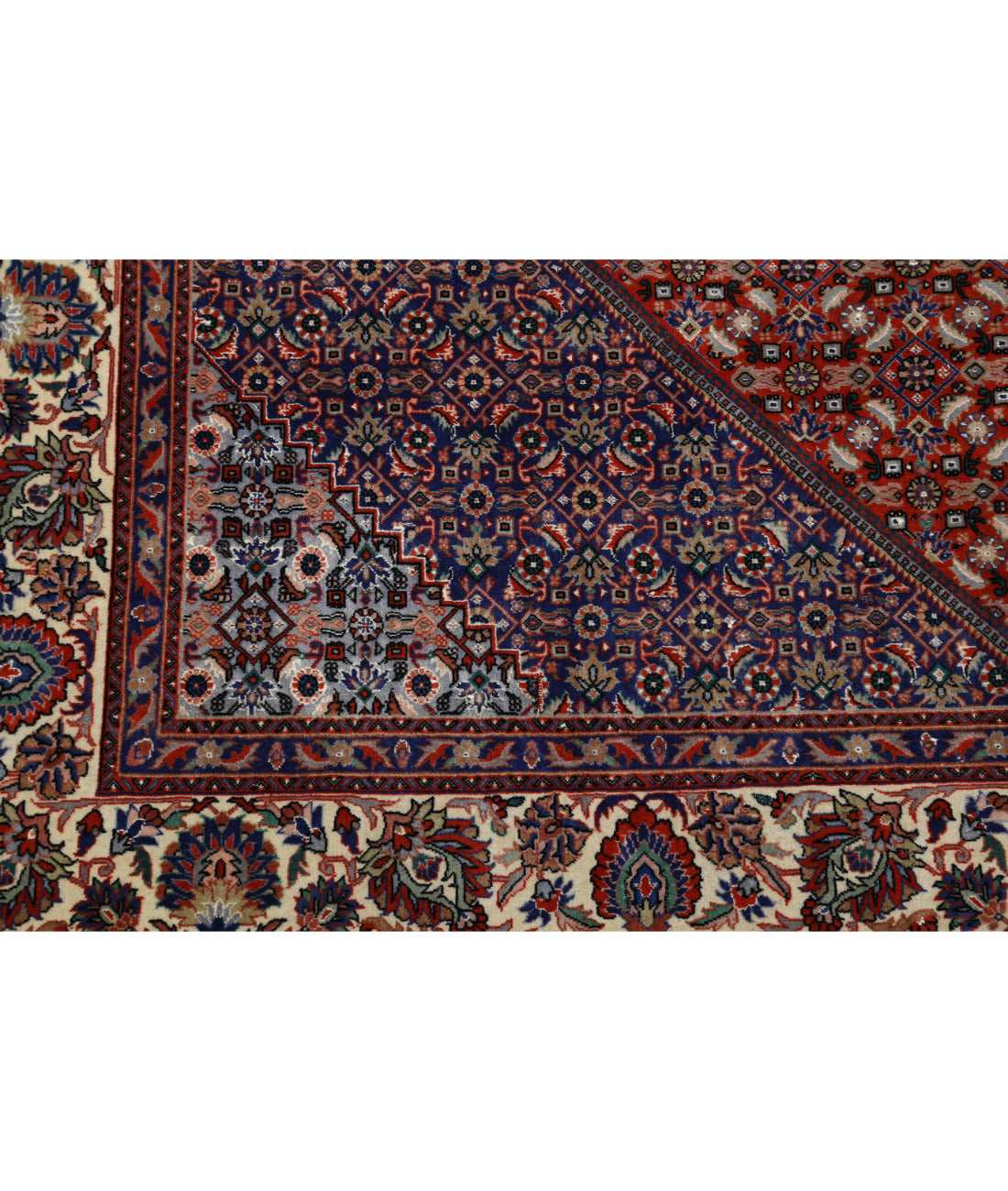 Hand Knotted Persian Bijar Wool & Silk Rug - 6'7'' x 9'8'' 6'7'' x 9'8'' (198 X 290) / Red / Ivory
