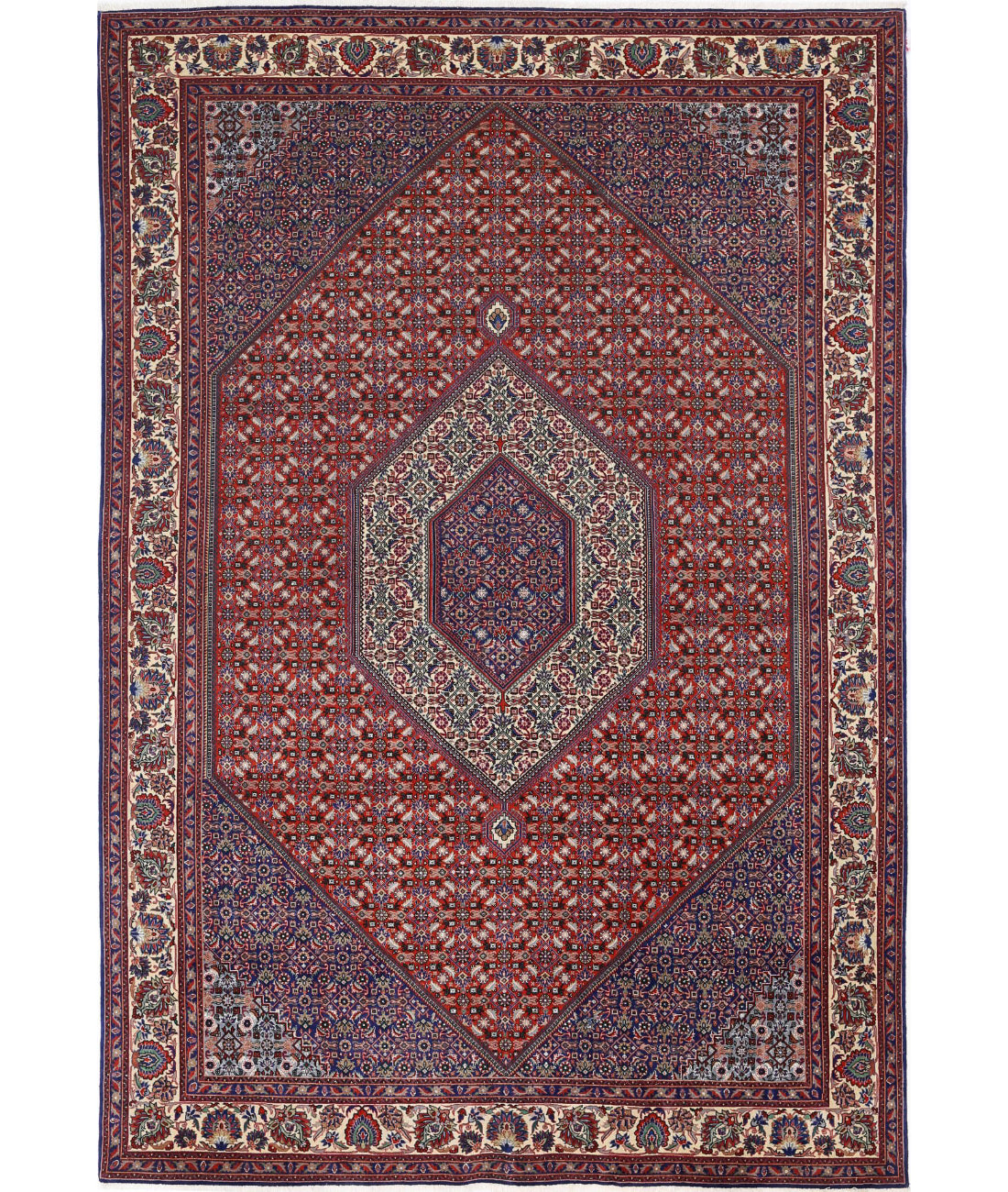 Hand Knotted Persian Bijar Wool &amp; Silk Rug - 6&#39;7&#39;&#39; x 9&#39;8&#39;&#39; 6&#39;7&#39;&#39; x 9&#39;8&#39;&#39; (198 X 290) / Red / Ivory