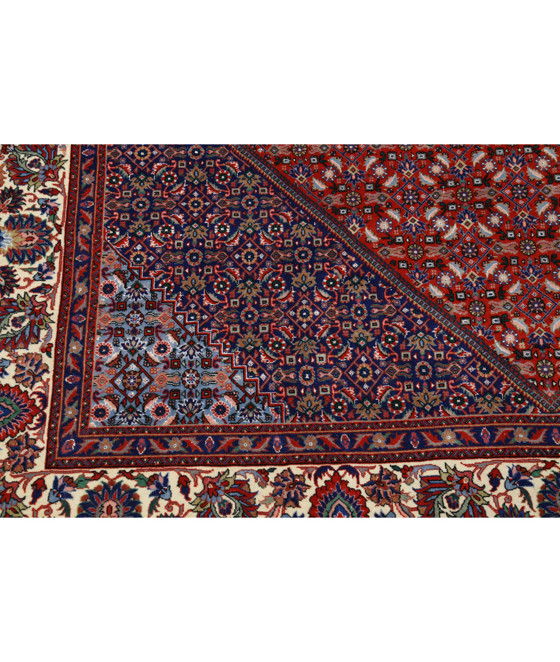 Hand Knotted Persian Bijar Wool & Silk Rug - 6'7'' x 10'0'' 6'7'' x 10'0'' (198 X 300) / Red / Ivory