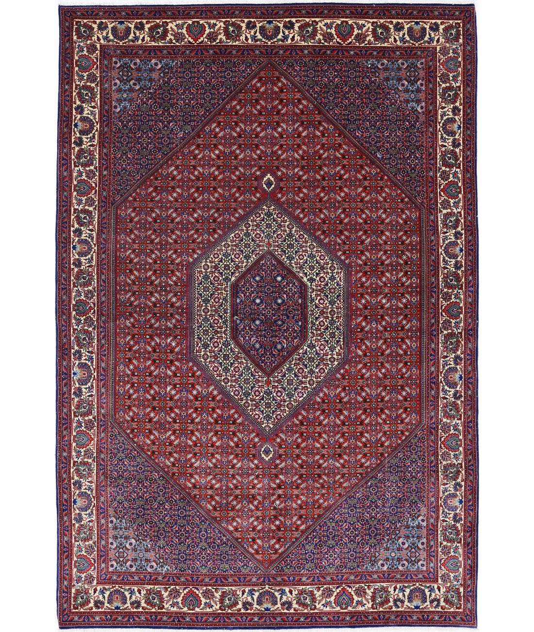 Hand Knotted Persian Bijar Wool &amp; Silk Rug - 6&#39;7&#39;&#39; x 9&#39;10&#39;&#39; 6&#39;7&#39;&#39; x 9&#39;10&#39;&#39; (198 X 295) / Red / Ivory