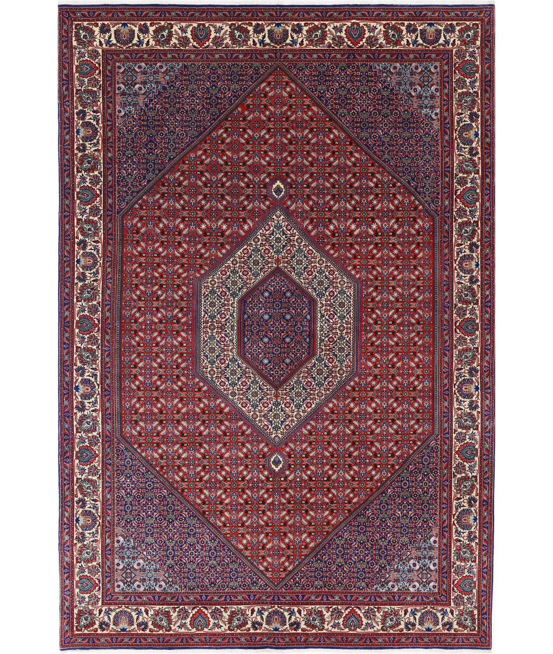 Hand Knotted Oriental Bijar Wool & Silk Rug - 6'7'' x 9'9''