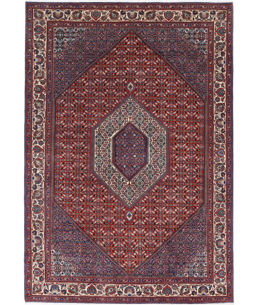Hand Knotted Oriental Bijar Wool & Silk Rug - 6'7'' x 9'9''