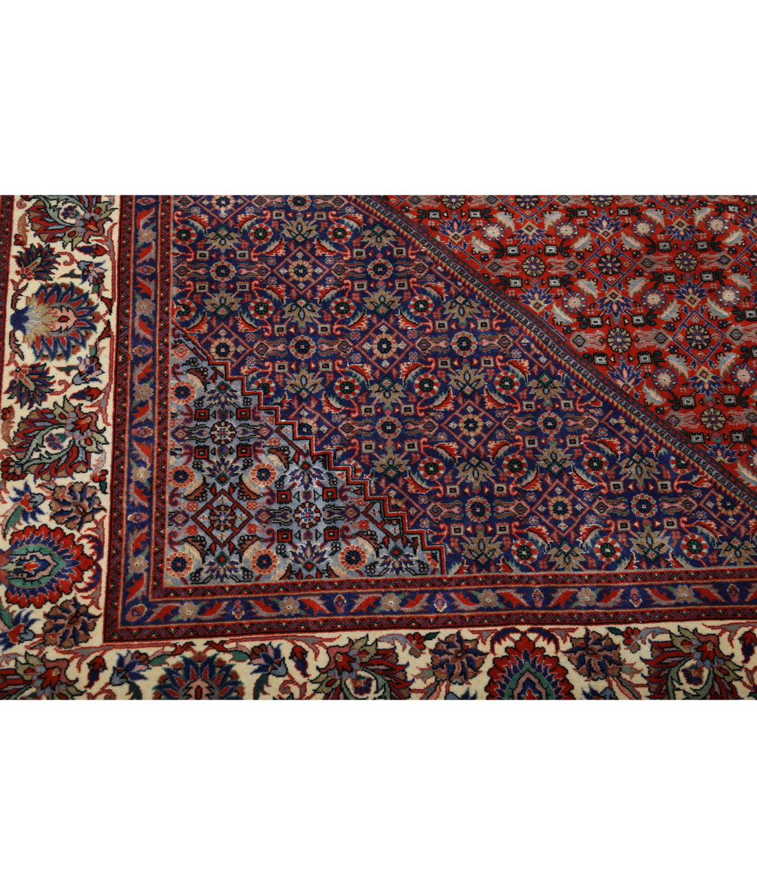 Hand Knotted Persian Bijar Wool & Silk Rug - 6'7'' x 9'10'' 6'7'' x 9'10'' (198 X 295) / Red / Ivory
