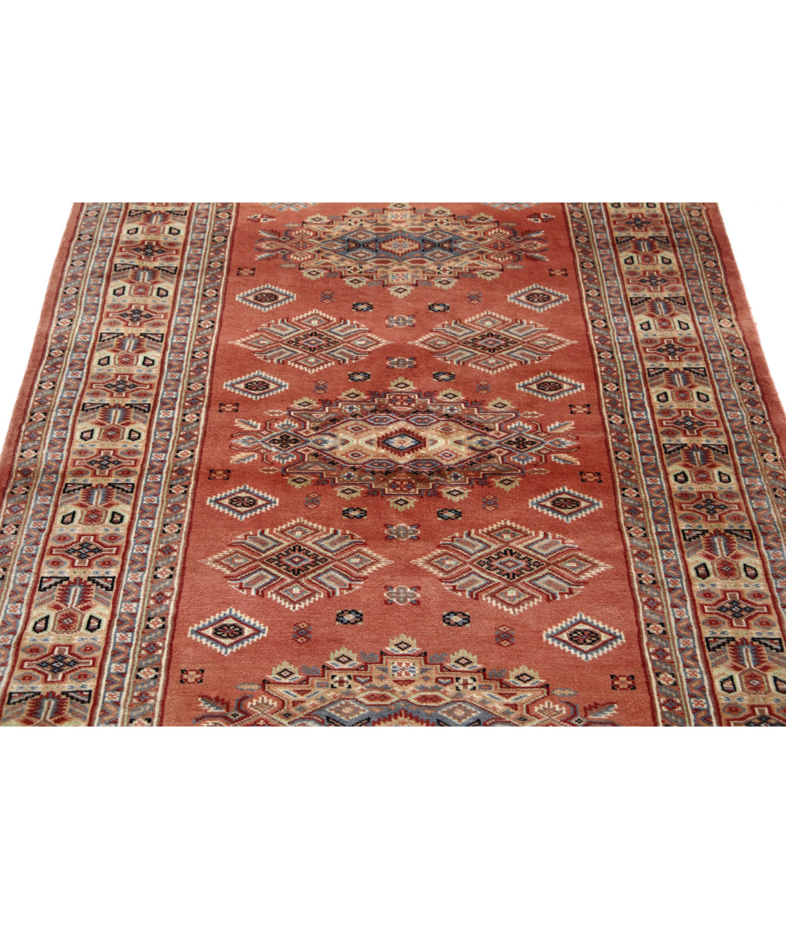 Hand Knotted Tribal Jaldar Fine Wool Rug - 4'2'' x 6'1'' 4'2'' x 6'1'' (125 X 183) / Peach / Ivory