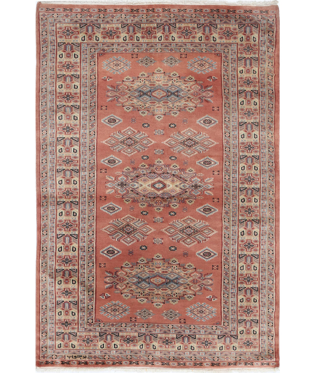 Hand Knotted Tribal Jaldar Fine Wool Rug - 4'2'' x 6'1''