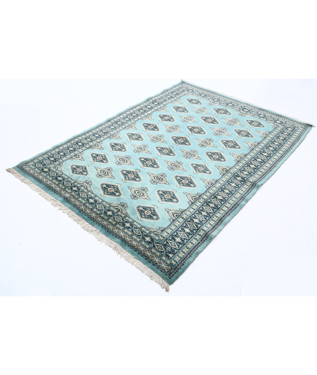 Hand Knotted Tribal Jaldar Fine Wool Rug - 4'8'' x 6'4'' 4'8'' x 6'4'' (140 X 190) / Green / N/A