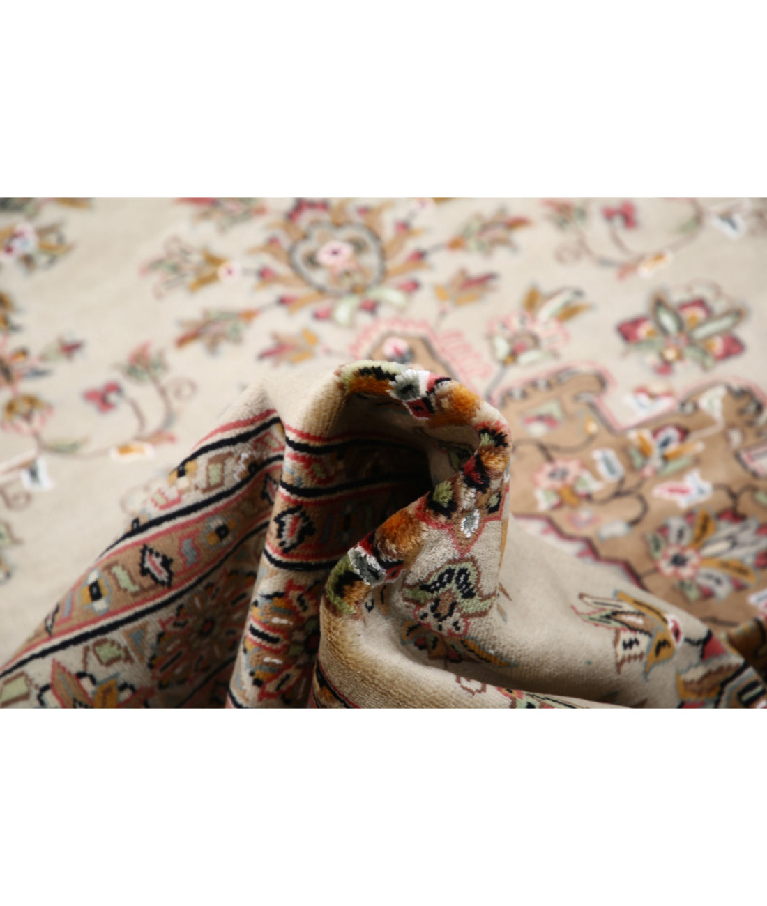 Hand Knotted Tribal Jaldar Fine Wool & Silk Rug - 4'6'' x 6'8'' 4'6'' x 6'8'' (135 X 200) / Ivory / Ivory