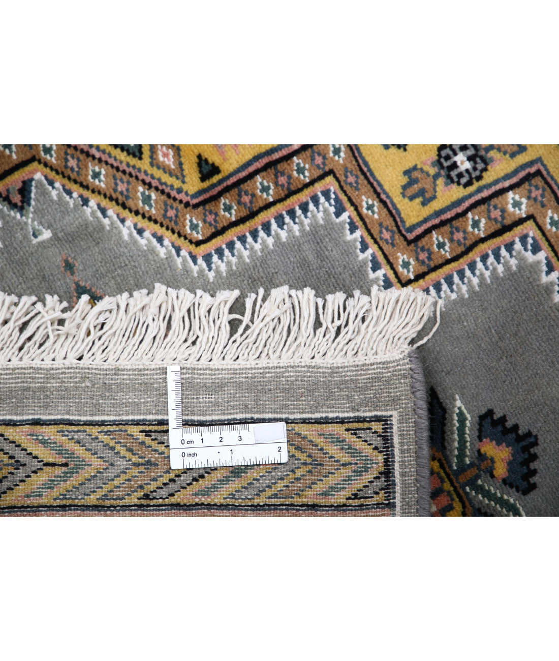 Hand Knotted Tribal Jaldar Fine Wool & Silk Rug - 4'6'' x 6'7'' 4'6'' x 6'7'' (135 X 198) / Grey / Gold