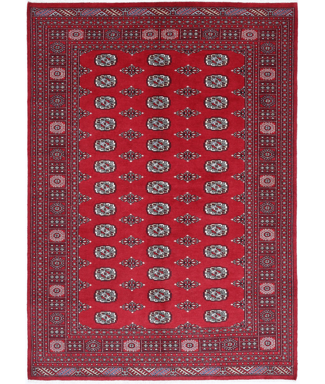 Hand Knotted Tribal Bokhara Wool Rug - 5'9'' x 8'3'' 5'9'' x 8'3'' (173 X 248) / Red / Black