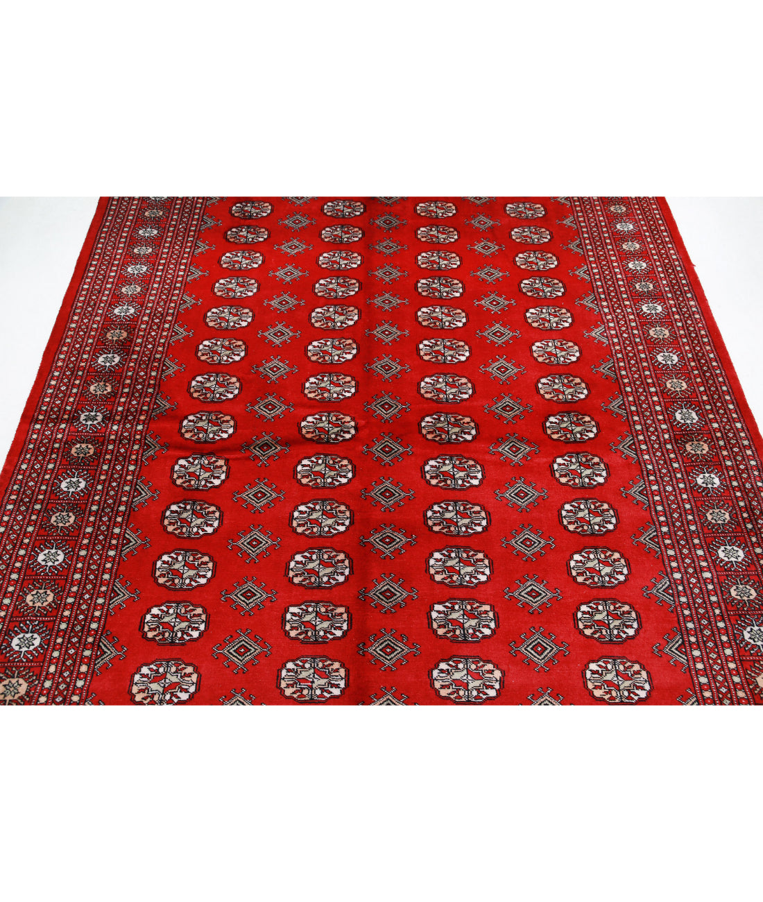 Hand Knotted Tribal Bokhara Wool Rug - 6'1'' x 8'9'' 6'1'' x 8'9'' (183 X 263) / Red / Black