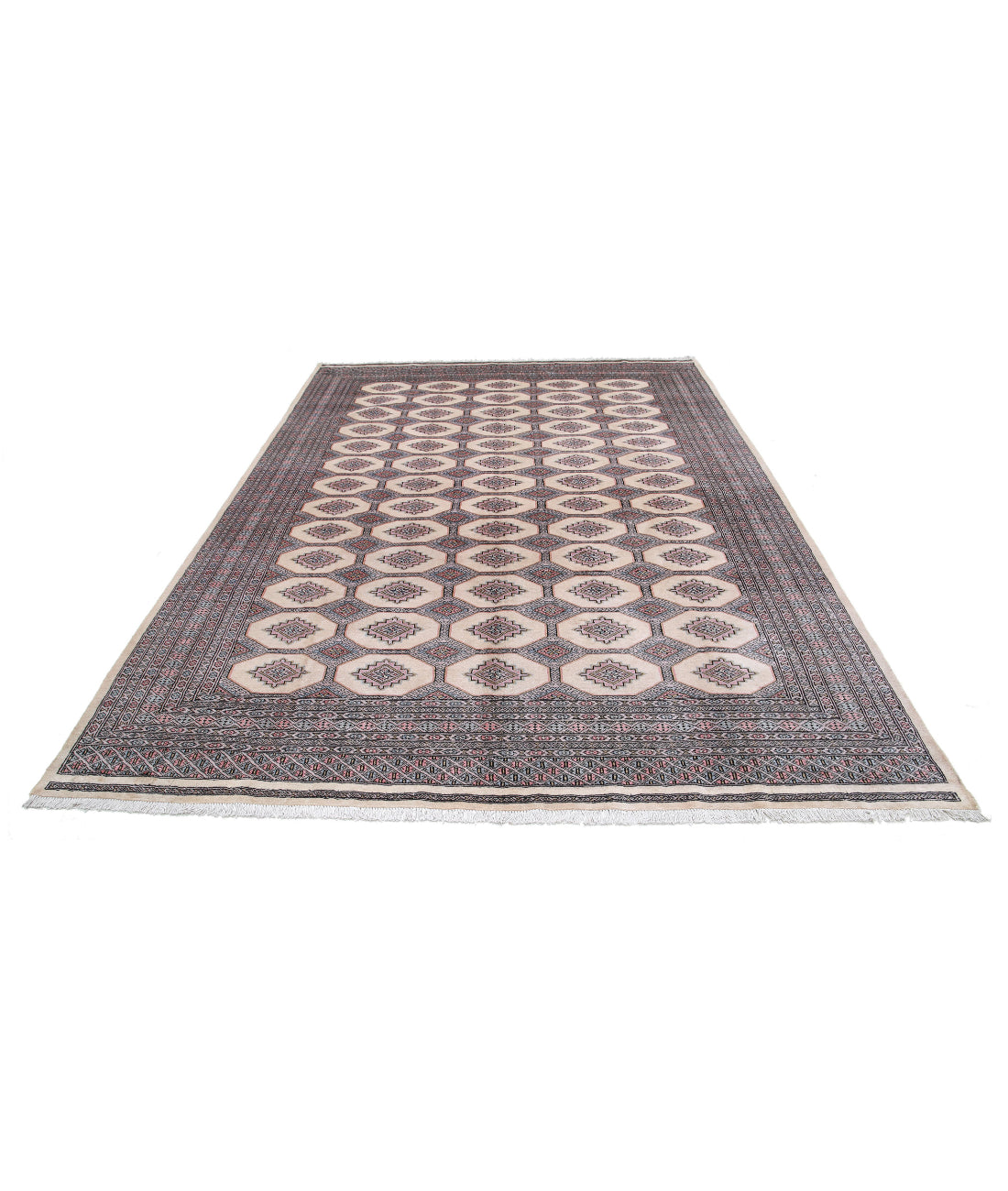 Hand Knotted Tribal Bokhara Wool Rug - 7'9'' x 10'9'' 7'9'' x 10'9'' (233 X 323) / Ivory / Black