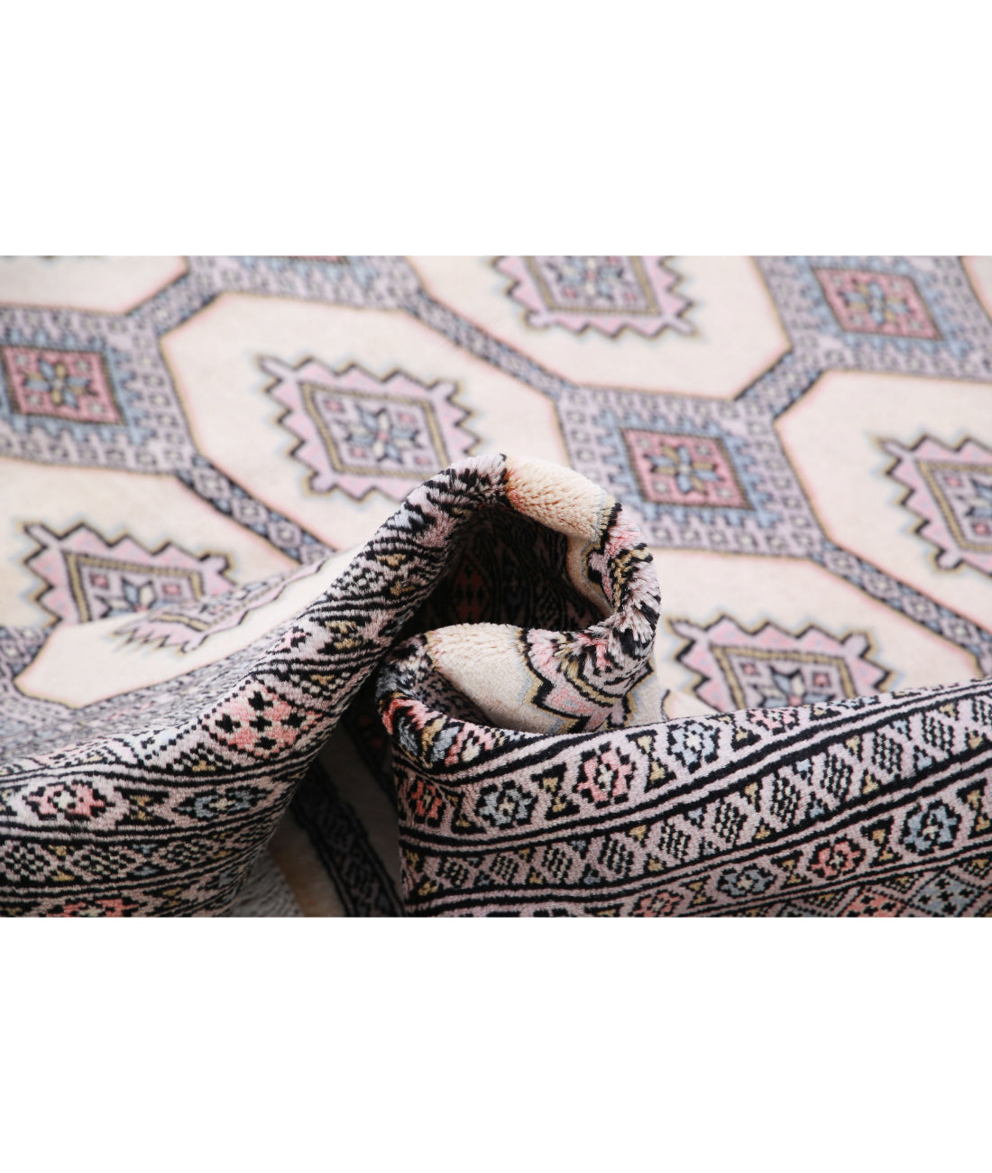 Hand Knotted Tribal Bokhara Wool Rug - 7'9'' x 10'9'' 7'9'' x 10'9'' (233 X 323) / Ivory / Black