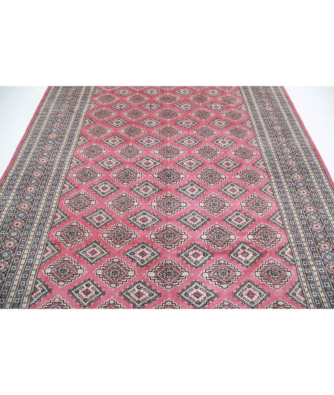 Hand Knotted Tribal Bokhara Wool Rug - 8'0'' x 10'3'' 8'0'' x 10'3'' (240 X 308) / Pink / Ivory