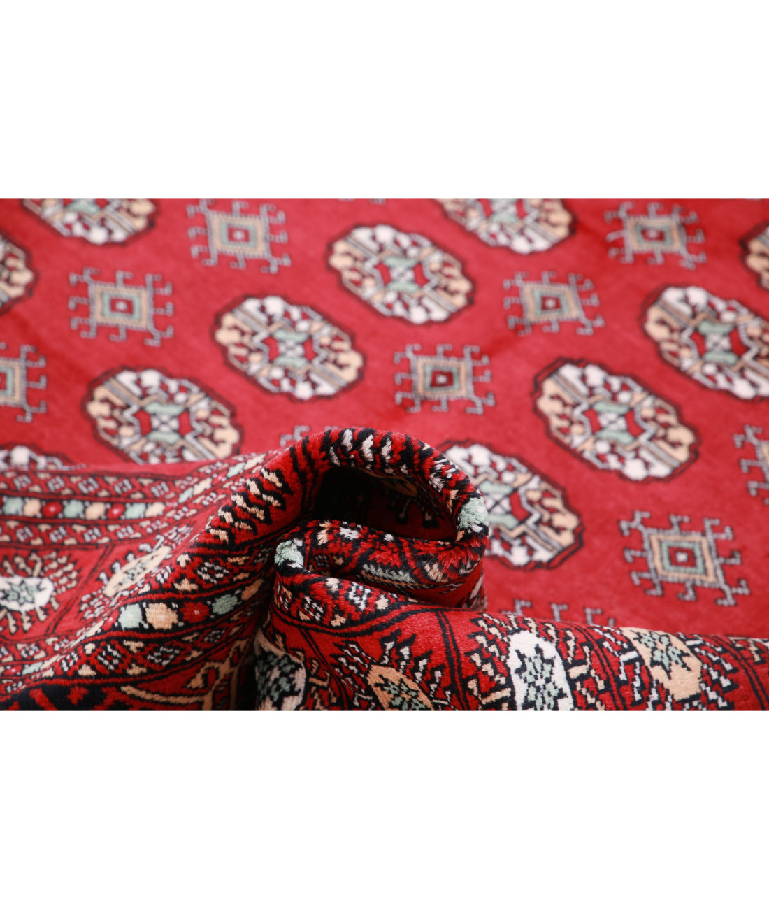 Hand Knotted Tribal Bokhara Wool Rug - 6'2'' x 9'2'' 6'2'' x 9'2'' (185 X 275) / Red / Black