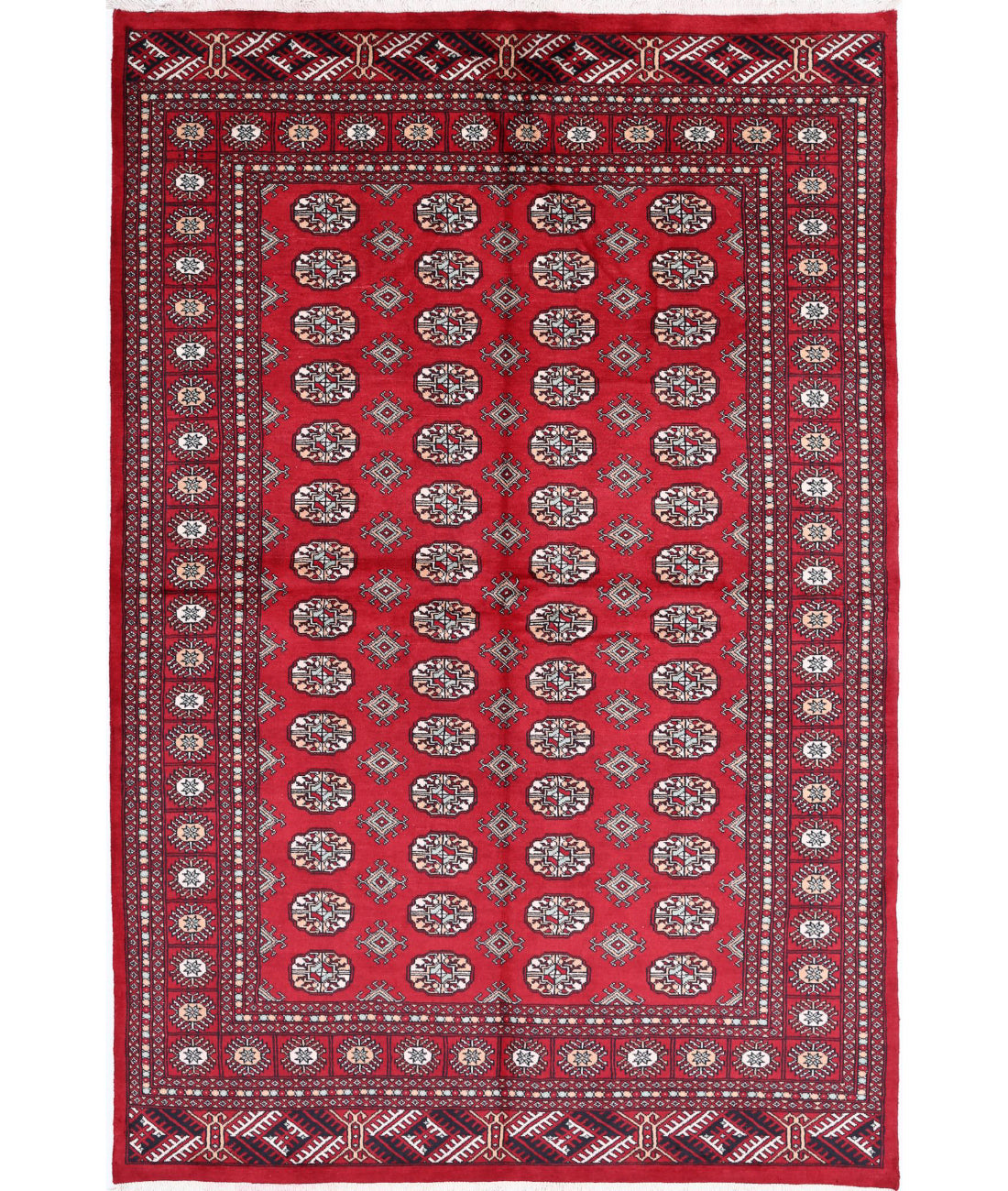 Hand Knotted Tribal Bokhara Wool Rug - 6'2'' x 9'2''