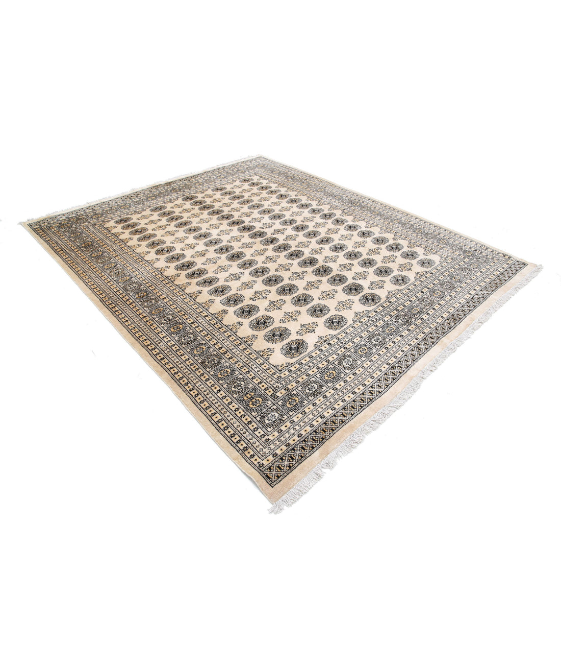 Hand Knotted Tribal Bokhara Wool Rug - 8'0'' x 9'6'' 8'0'' x 9'6'' (240 X 285) / Ivory / Taupe