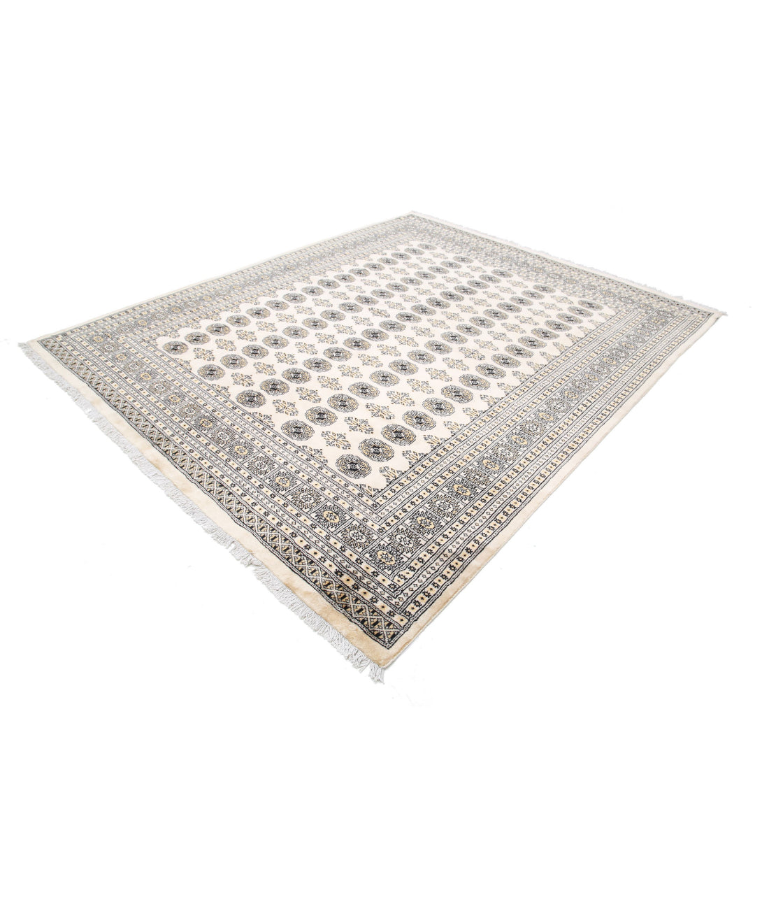 Hand Knotted Tribal Bokhara Wool Rug - 8'0'' x 9'6'' 8'0'' x 9'6'' (240 X 285) / Ivory / Taupe