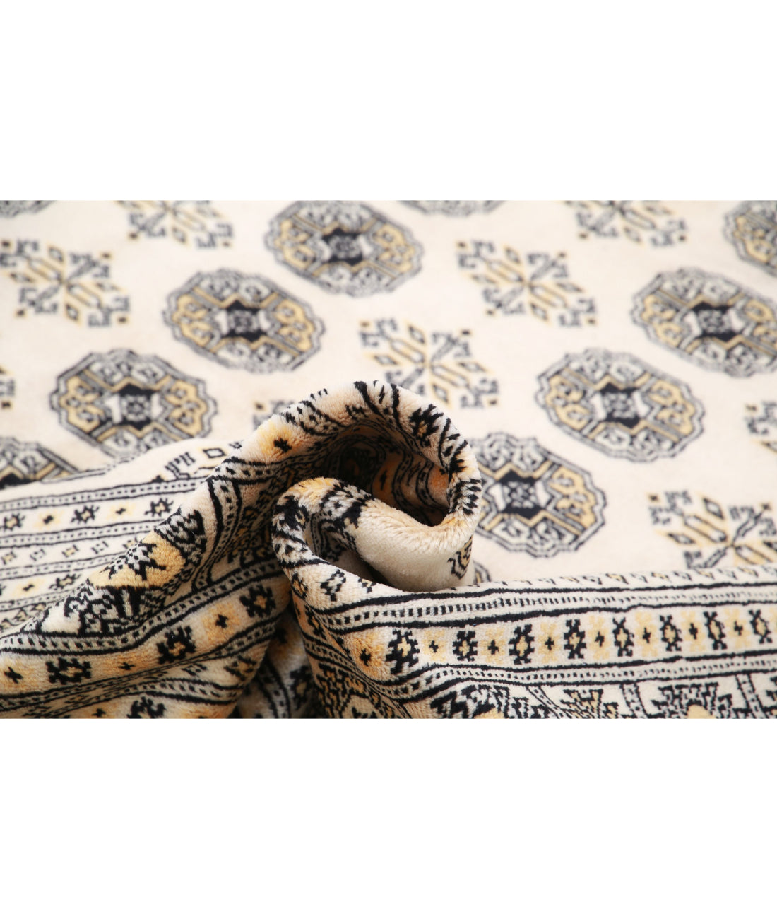 Hand Knotted Tribal Bokhara Wool Rug - 8'0'' x 9'6'' 8'0'' x 9'6'' (240 X 285) / Ivory / Taupe