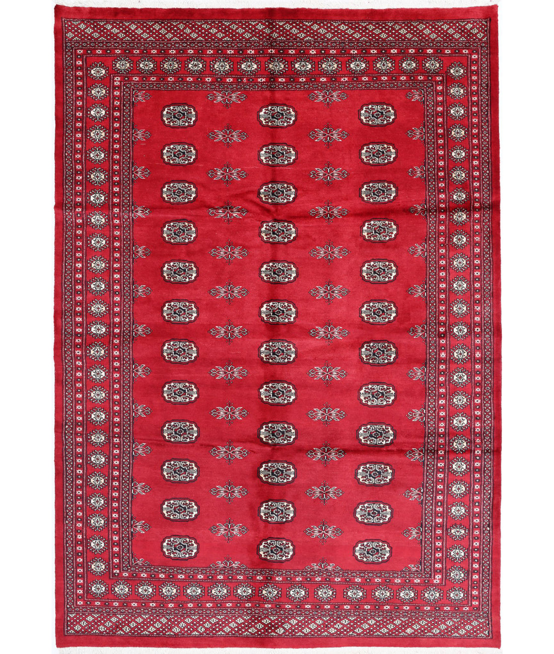 Hand Knotted Tribal Bokhara Wool Rug - 6'1'' x 8'11''