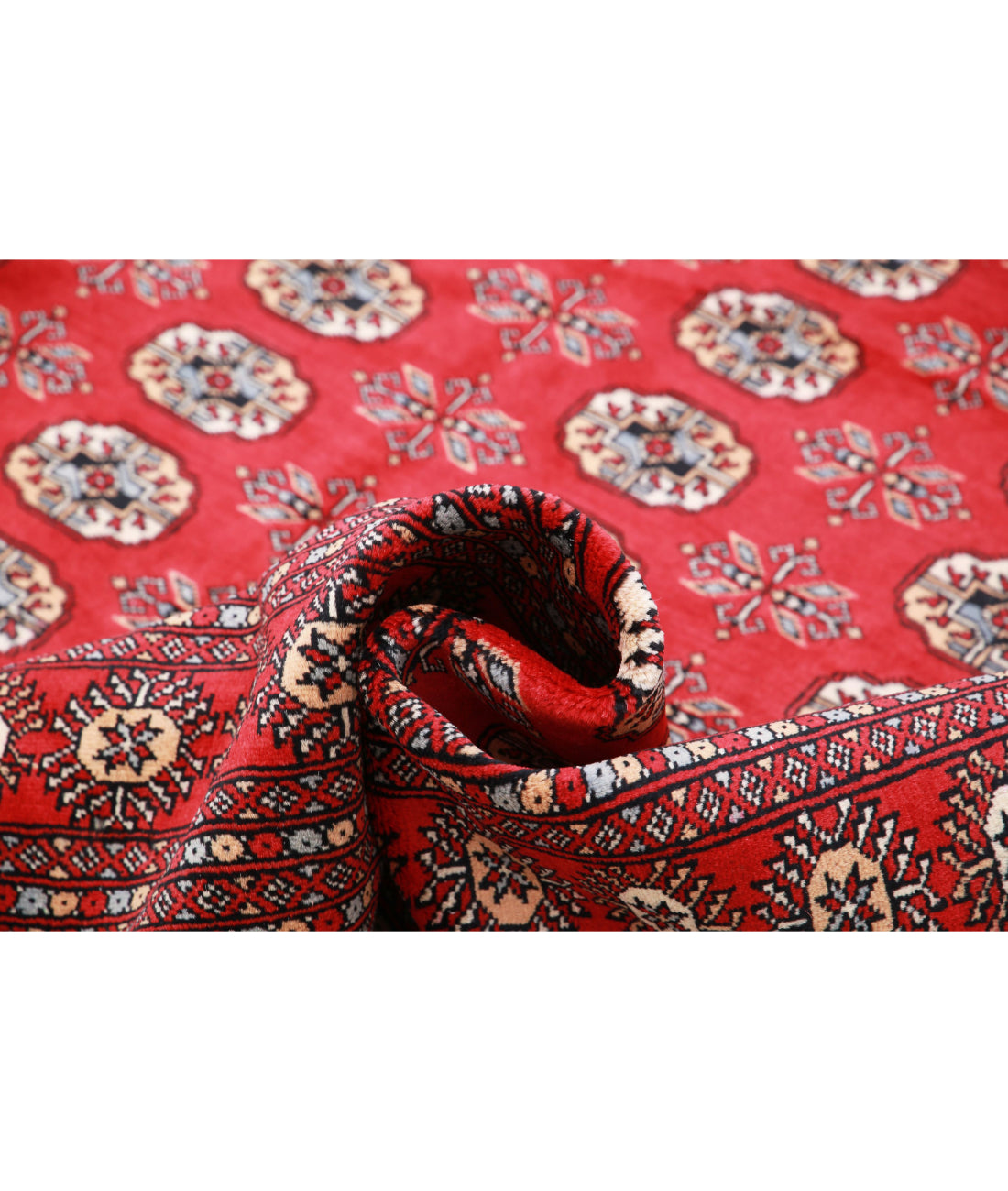 Hand Knotted Tribal Bokhara Wool Rug - 8'0'' x 9'11'' 8'0'' x 9'11'' (240 X 298) / Red / Beige