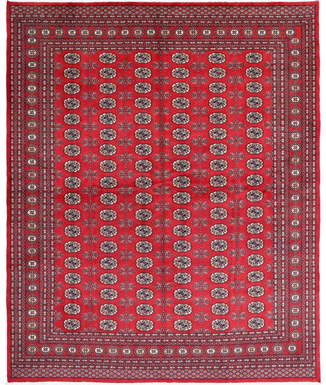 Hand Knotted Tribal Bokhara Wool Rug - 8&#39;0&#39;&#39; x 9&#39;11&#39;&#39; 8&#39;0&#39;&#39; x 9&#39;11&#39;&#39; (240 X 298) / Red / Beige