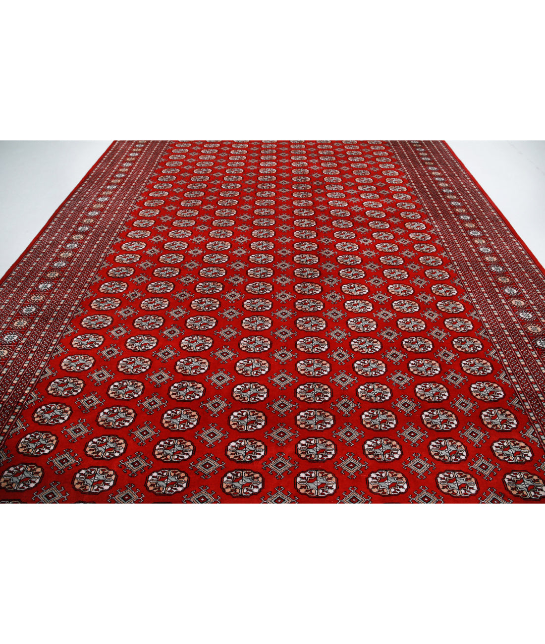 Hand Knotted Tribal Bokhara Wool Rug - 10'2'' x 13'11'' 10'2'' x 13'11'' (305 X 418) / Red / Black