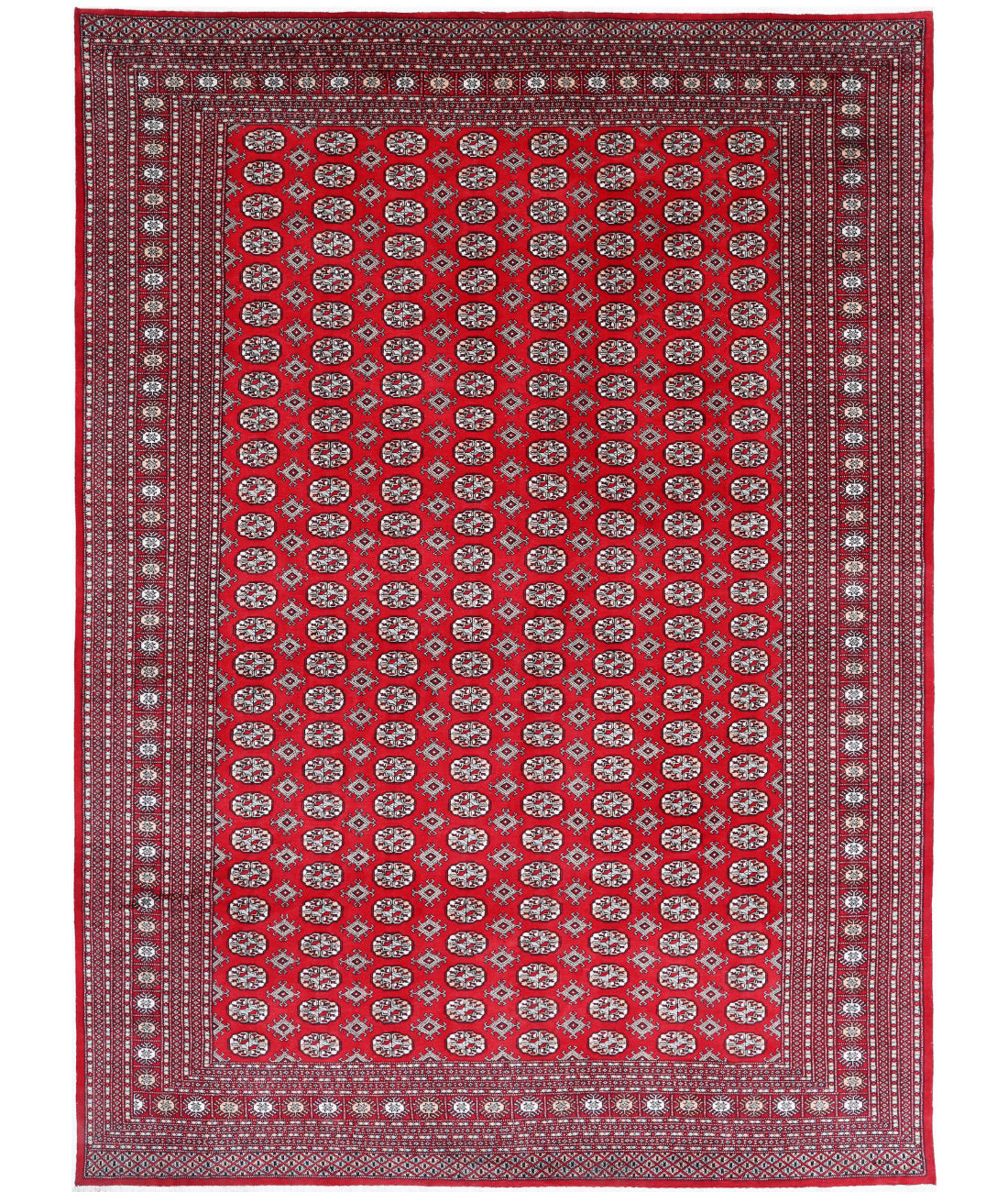 Hand Knotted Tribal Bokhara Wool Rug - 10&#39;2&#39;&#39; x 13&#39;11&#39;&#39; 10&#39;2&#39;&#39; x 13&#39;11&#39;&#39; (305 X 418) / Red / Black