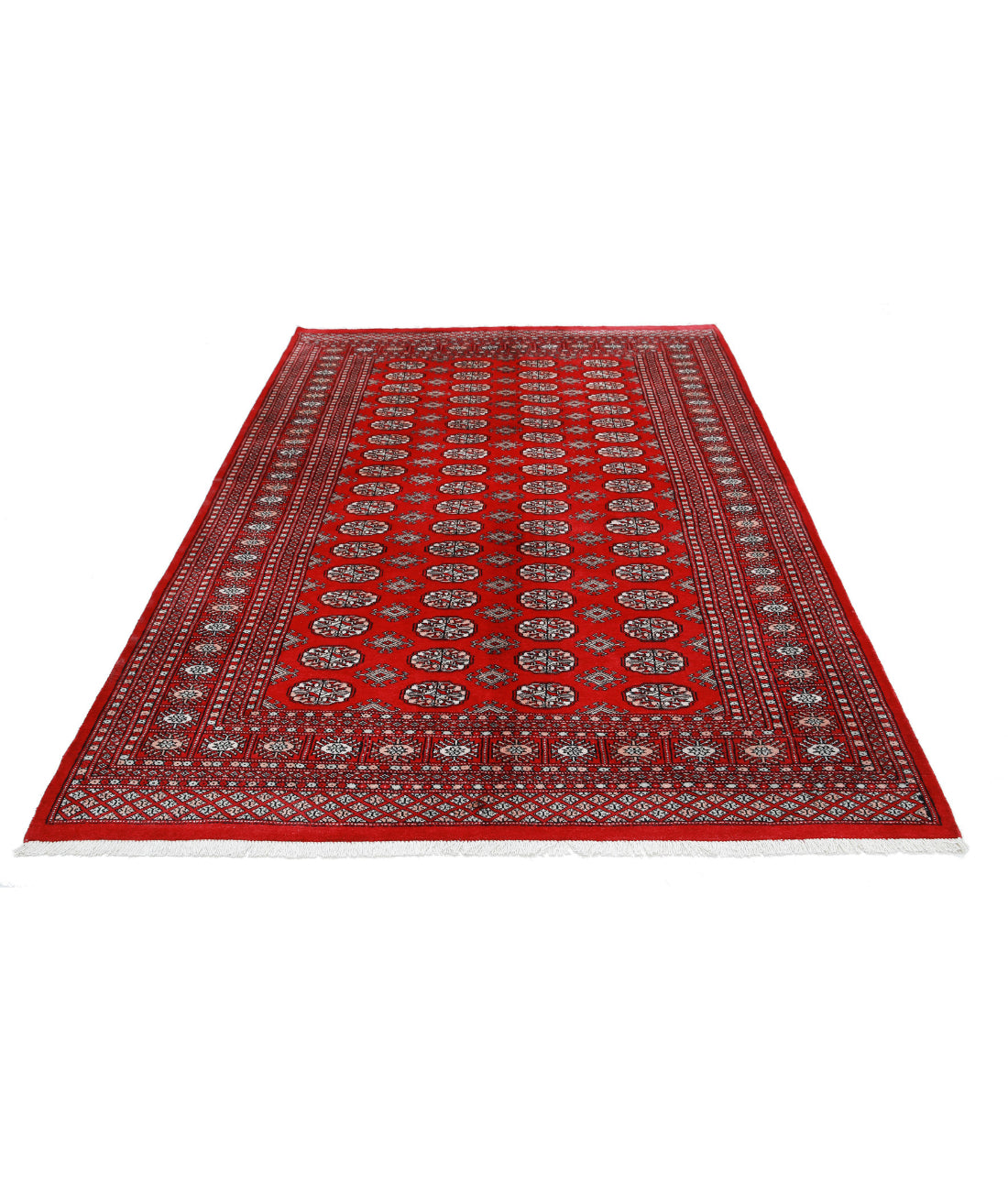 Hand Knotted Tribal Bokhara Wool Rug - 5'10'' x 8'6'' 5'10'' x 8'6'' (175 X 255) / Red / Black