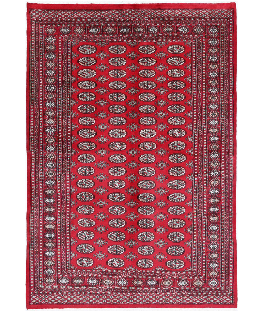 Hand Knotted Tribal Bokhara Wool Rug - 5&#39;10&#39;&#39; x 8&#39;6&#39;&#39; 5&#39;10&#39;&#39; x 8&#39;6&#39;&#39; (175 X 255) / Red / Black