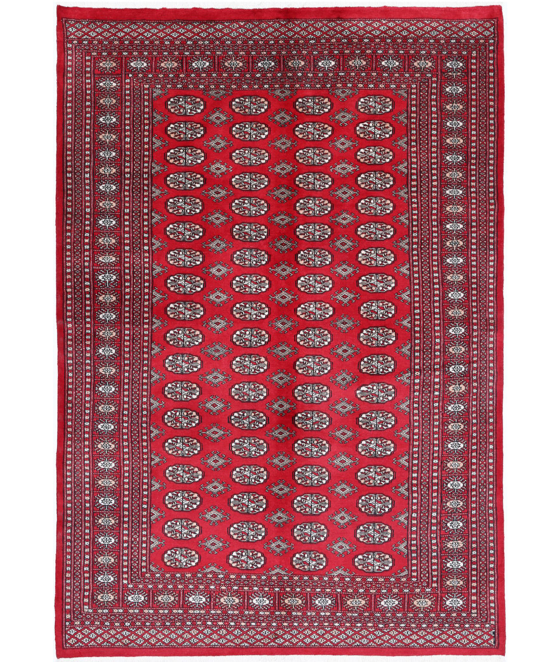 Hand Knotted Tribal Bokhara Wool Rug - 5'10'' x 8'6''