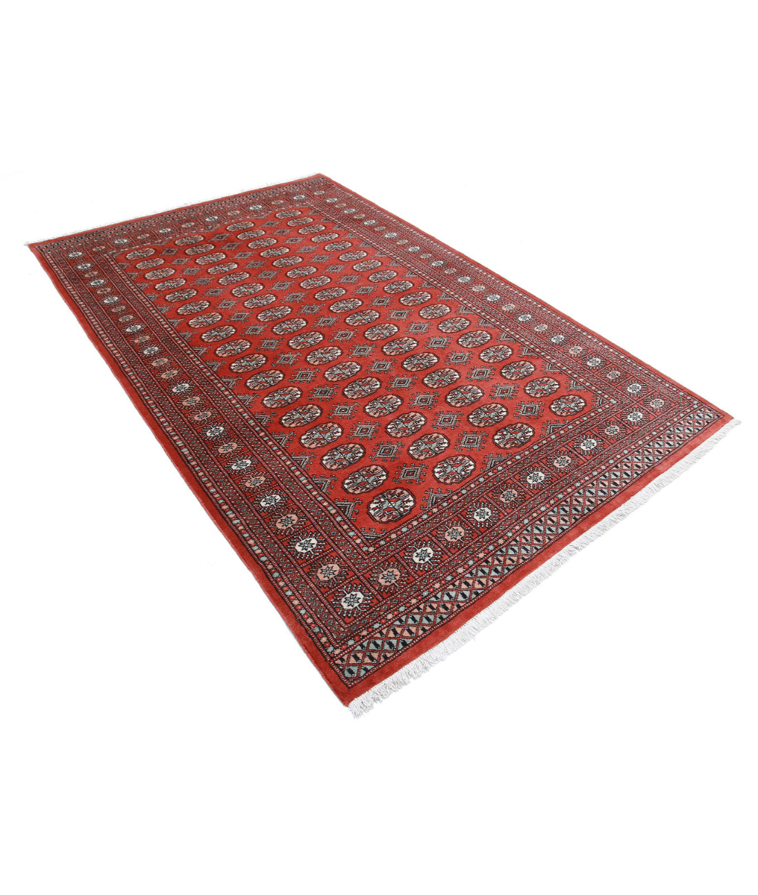 Hand Knotted Tribal Bokhara Wool Rug - 5'1'' x 8'2'' 5'1'' x 8'2'' (153 X 245) / Red / Black