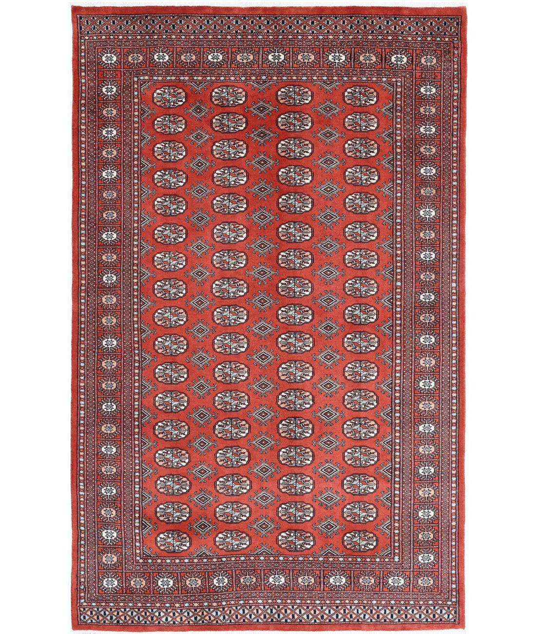 Hand Knotted Tribal Bokhara Wool Rug - 5&#39;1&#39;&#39; x 8&#39;2&#39;&#39; 5&#39;1&#39;&#39; x 8&#39;2&#39;&#39; (153 X 245) / Red / Black