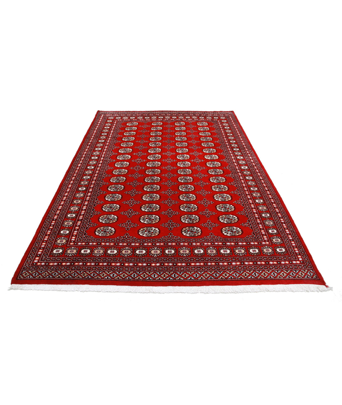 Hand Knotted Tribal Bokhara Wool Rug - 6'0'' x 8'10'' 6'0'' x 8'10'' (180 X 265) / Red / Black