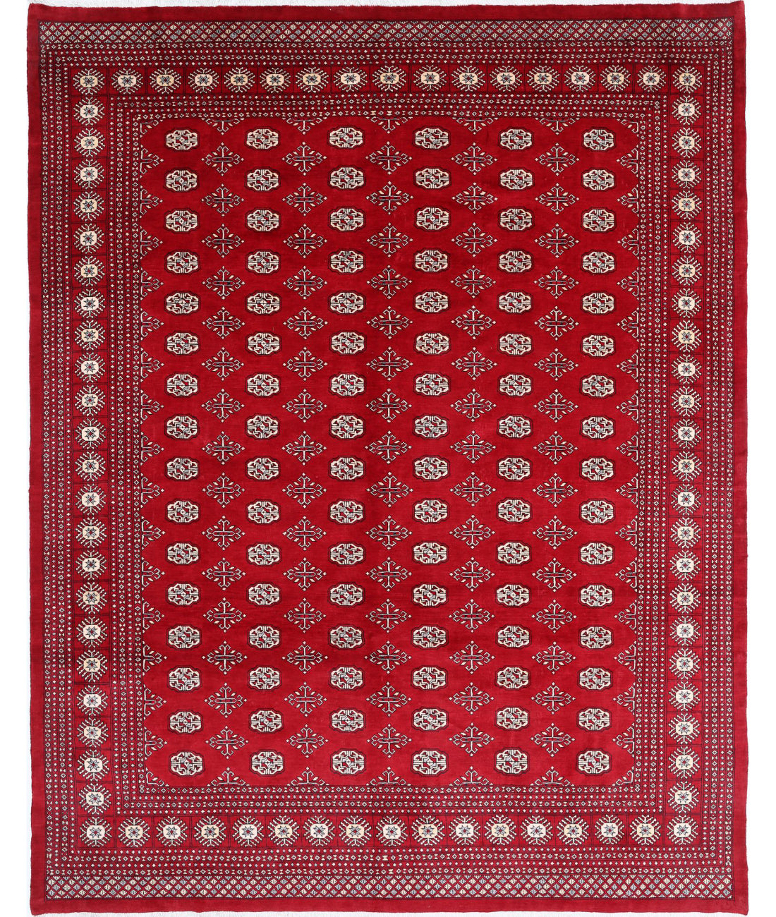 Hand Knotted Tribal Bokhara Wool Rug - 8&#39;2&#39;&#39; x 10&#39;7&#39;&#39; 8&#39;2&#39;&#39; x 10&#39;7&#39;&#39; (245 X 318) / Red / Ivory