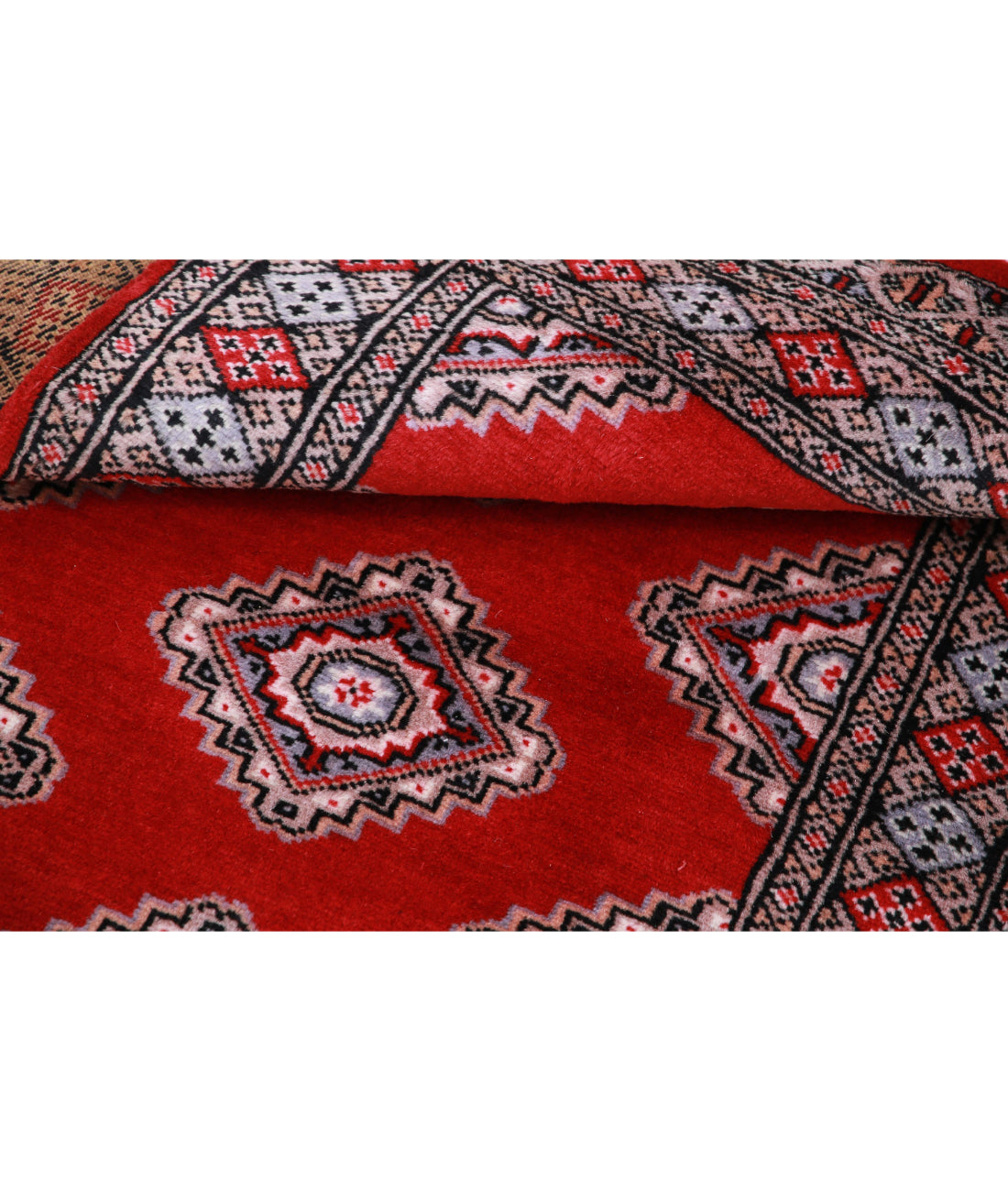 Hand Knotted Tribal Bokhara Wool Rug - 2'6'' x 4'2'' 2'6'' x 4'2'' (75 X 125) / Red / Blue