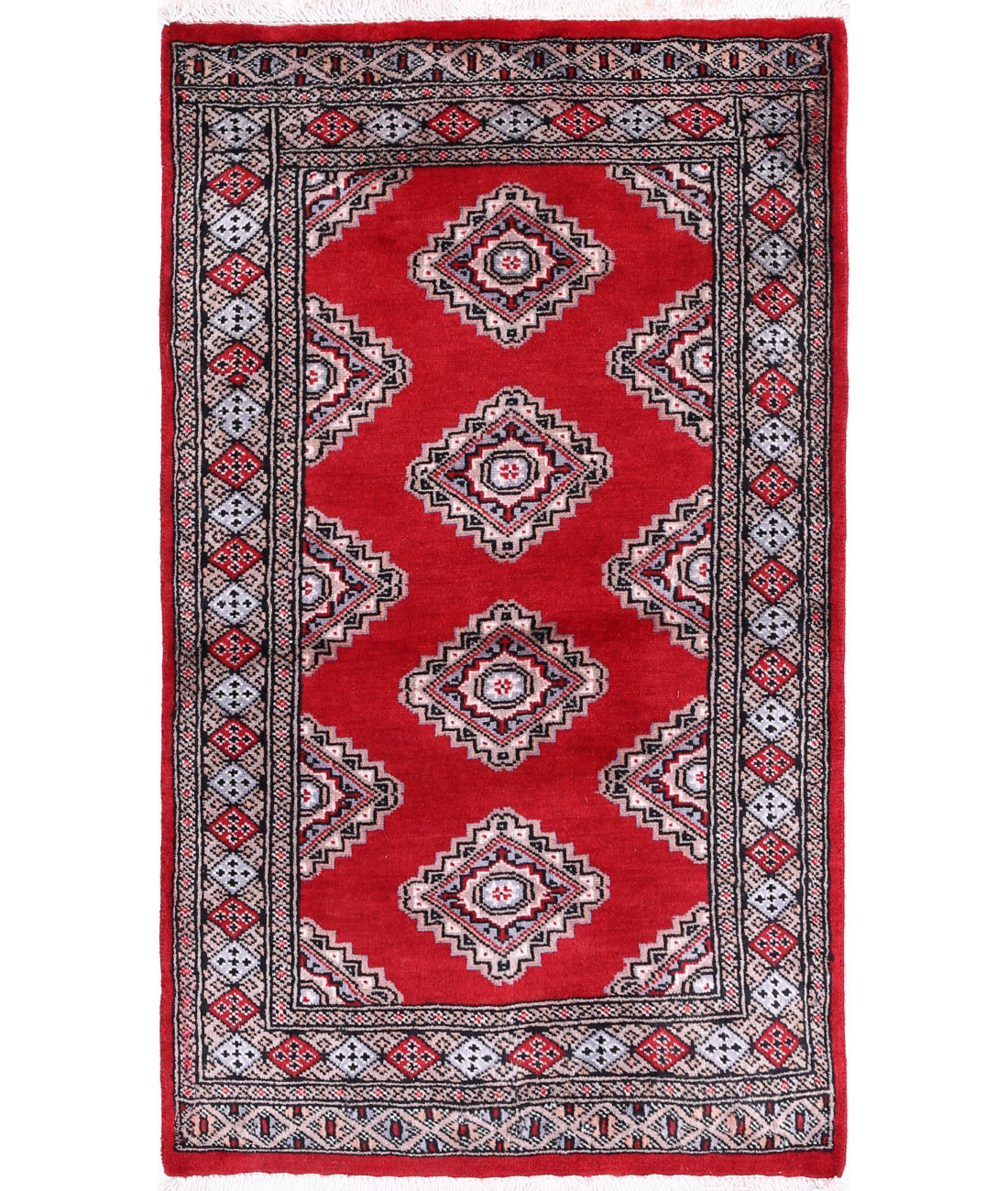 Hand Knotted Tribal Bokhara Wool Rug - 2'6'' x 4'2''