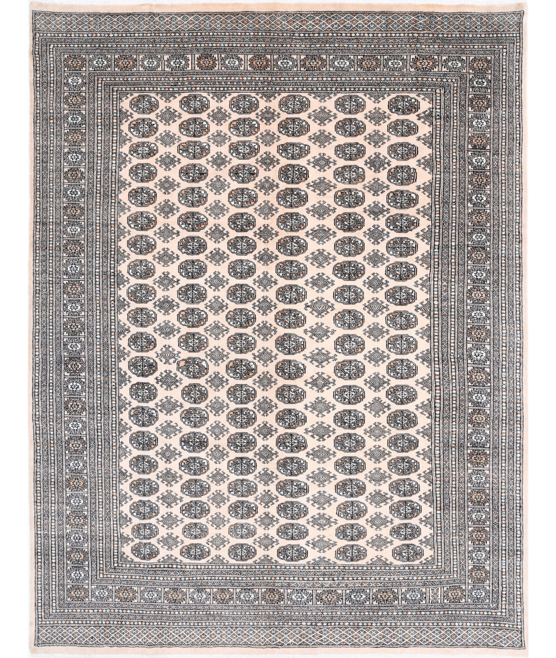 Hand Knotted Tribal Bokhara Wool Rug - 7'10'' x 10'2'' 7'10'' x 10'2'' (235 X 305) / Ivory / Taupe