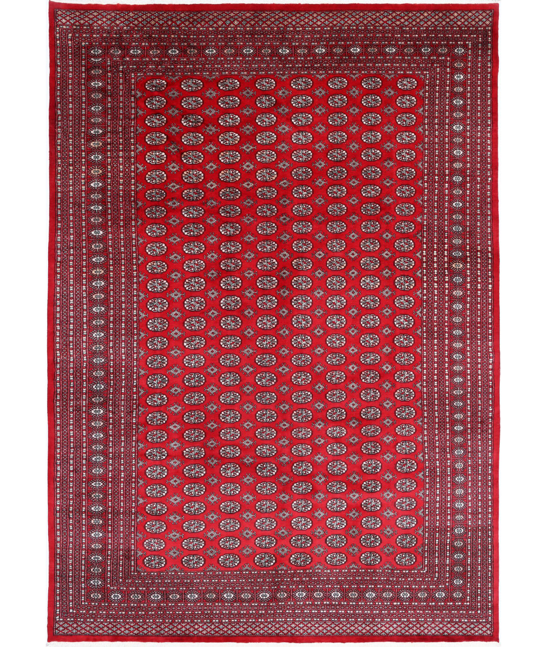 Hand Knotted Tribal Bokhara Wool Rug - 10&#39;2&#39;&#39; x 14&#39;5&#39;&#39; 10&#39;2&#39;&#39; x 14&#39;5&#39;&#39; (305 X 433) / Red / Taupe