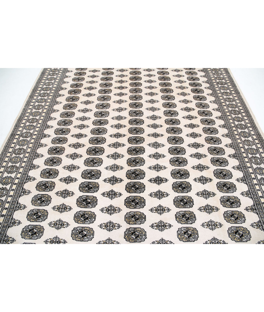 Hand Knotted Tribal Bokhara Wool Rug - 8'0'' x 10'0'' 8'0'' x 10'0'' (240 X 300) / Ivory / Black