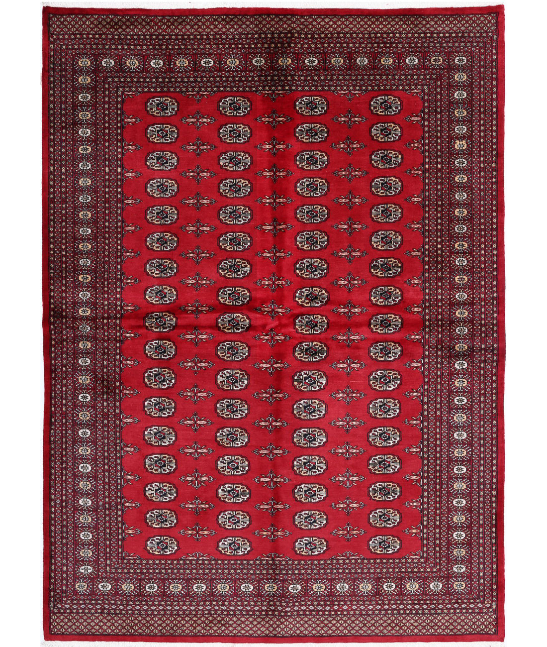Hand Knotted Tribal Bokhara Wool Rug - 6'1'' x 8'7'' 6'1'' x 8'7'' (183 X 258) / Red / Black
