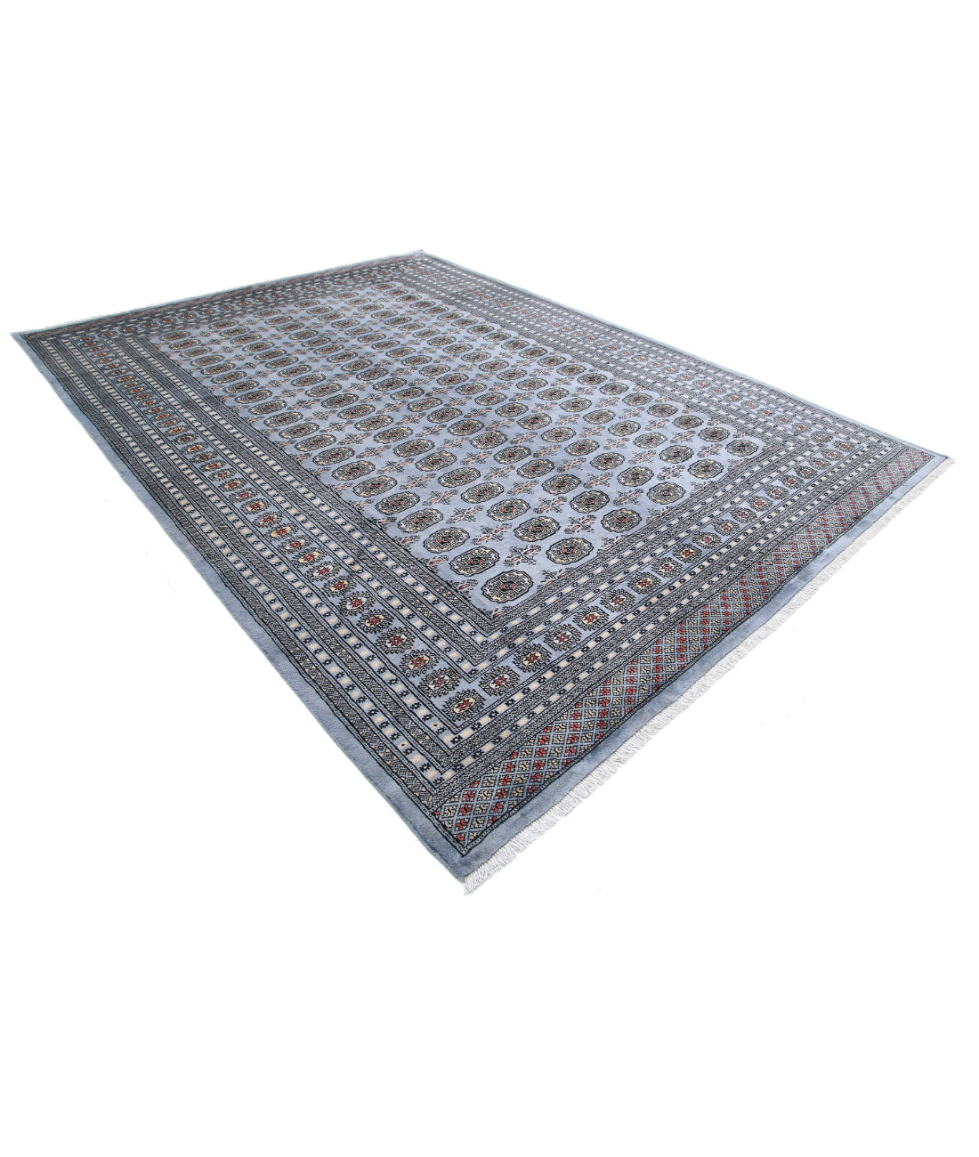 Hand Knotted Tribal Bokhara Wool Rug - 9'0'' x 12'2'' 9'0'' x 12'2'' (270 X 365) / Grey / Ivory