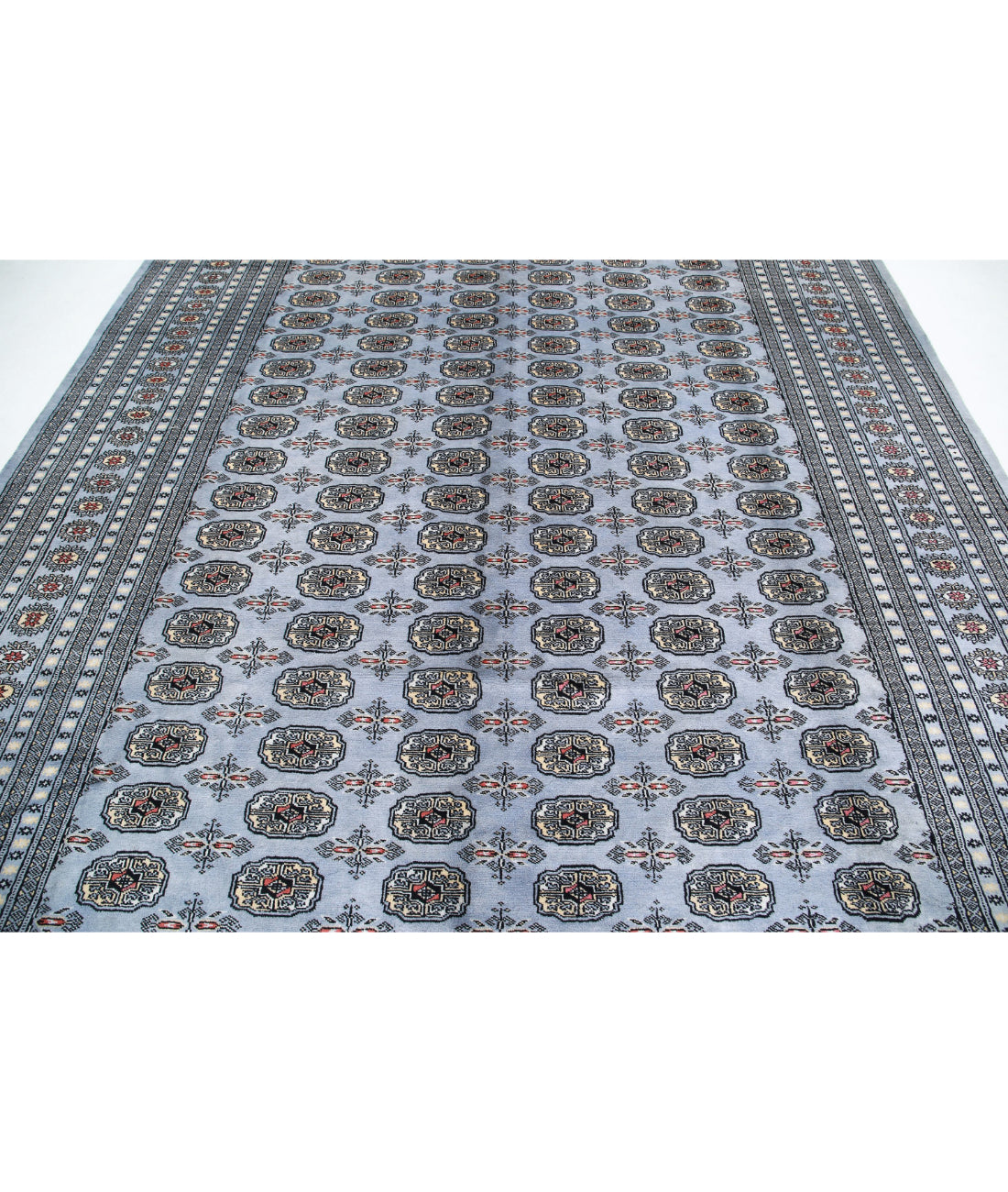 Hand Knotted Tribal Bokhara Wool Rug - 9'0'' x 12'2'' 9'0'' x 12'2'' (270 X 365) / Grey / Ivory