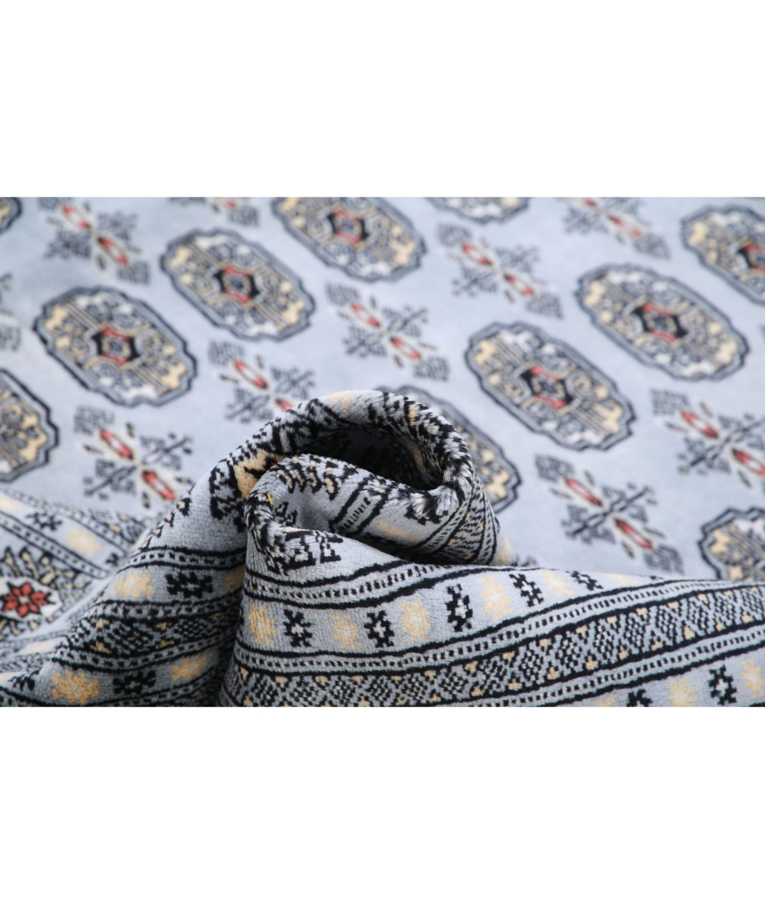 Hand Knotted Tribal Bokhara Wool Rug - 9'0'' x 12'2'' 9'0'' x 12'2'' (270 X 365) / Grey / Ivory