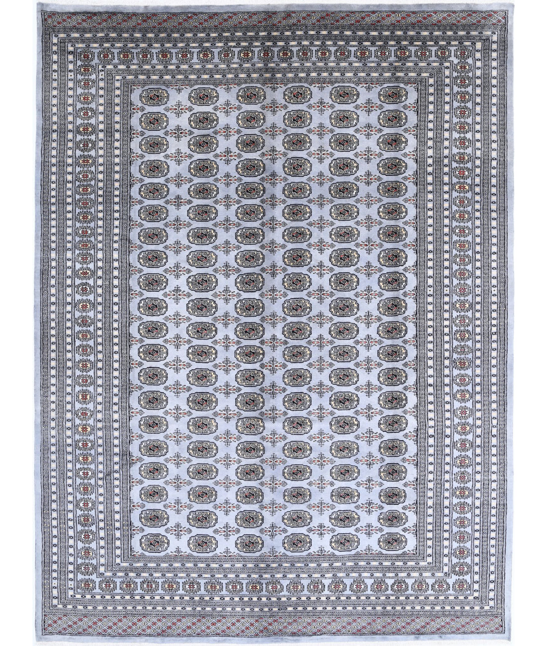 Hand Knotted Tribal Bokhara Wool Rug - 9&#39;0&#39;&#39; x 12&#39;2&#39;&#39; 9&#39;0&#39;&#39; x 12&#39;2&#39;&#39; (270 X 365) / Grey / Ivory