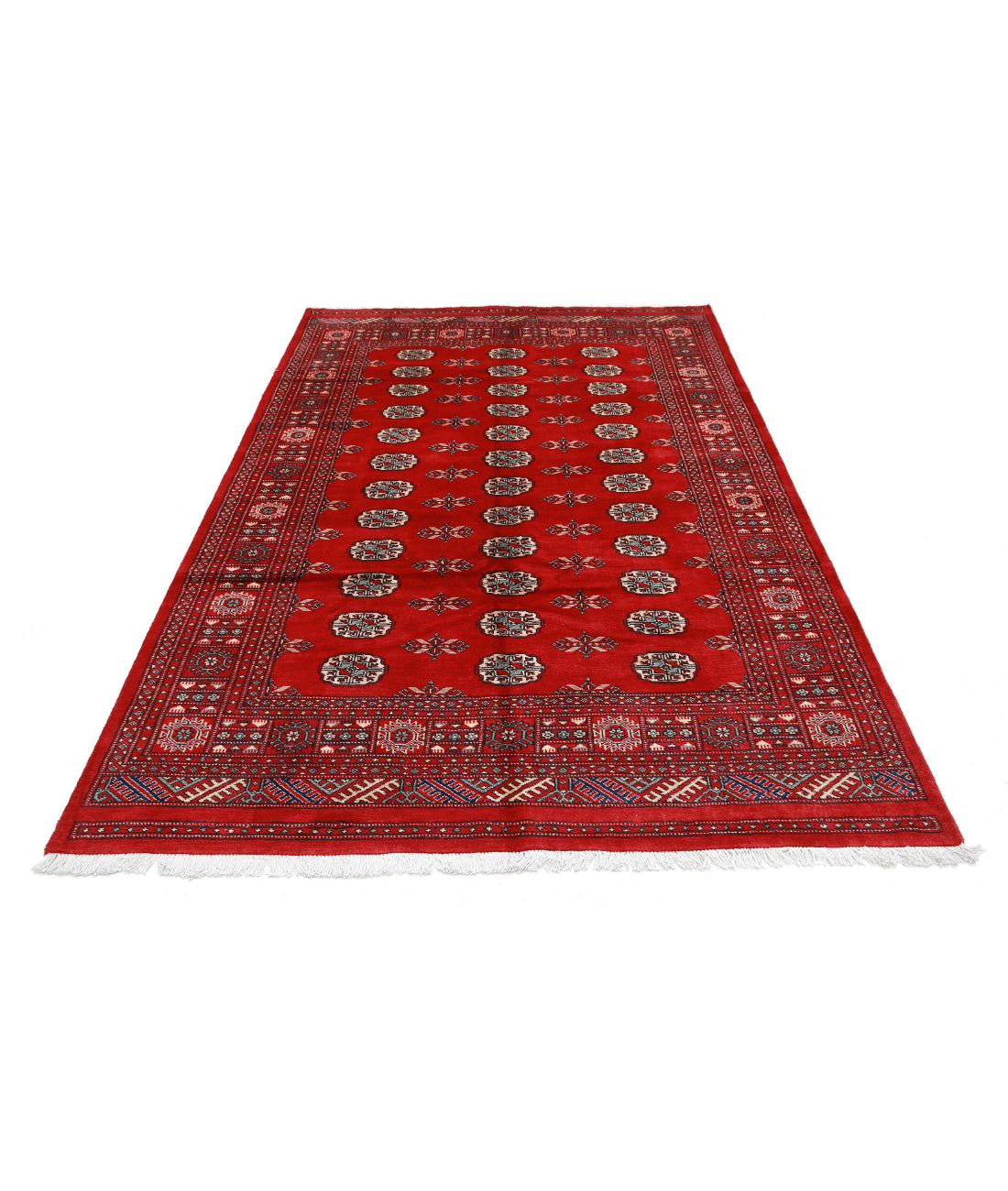 Alfombra tribal de lana Bokhara anudada a mano - 5'7'' x 8'7''