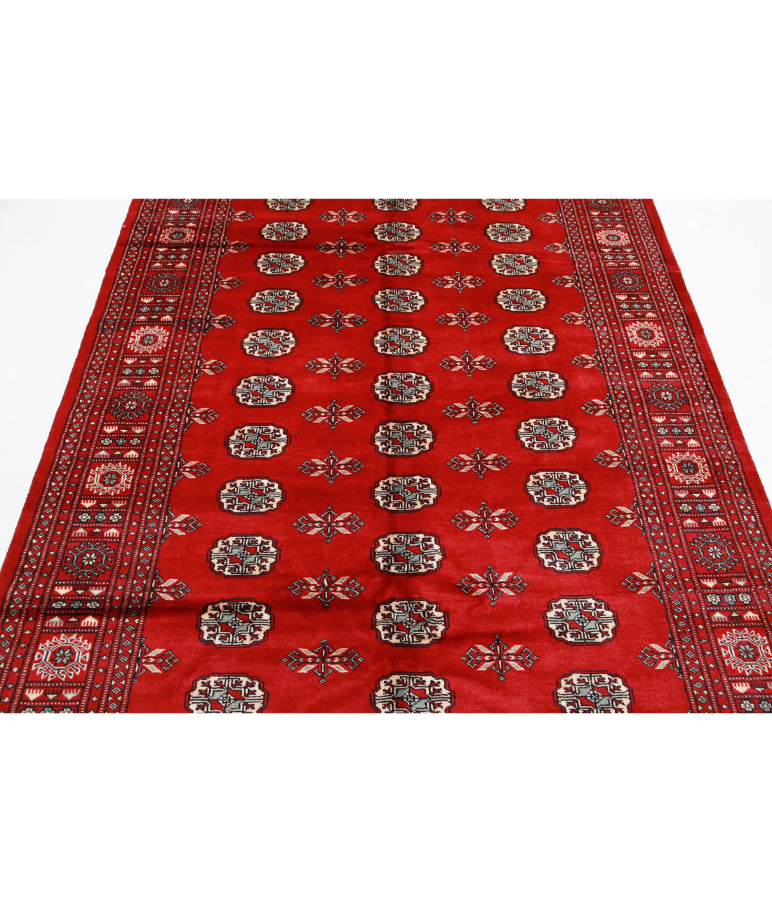 Alfombra tribal de lana Bokhara anudada a mano - 5'7'' x 8'7''