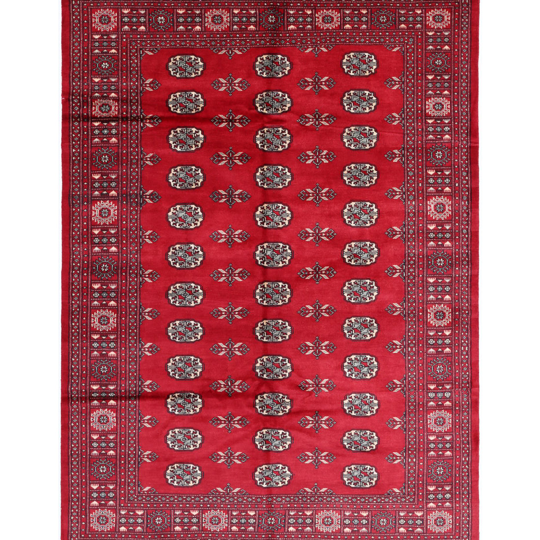 Alfombra tribal de lana Bokhara anudada a mano - 5'7'' x 8'7''