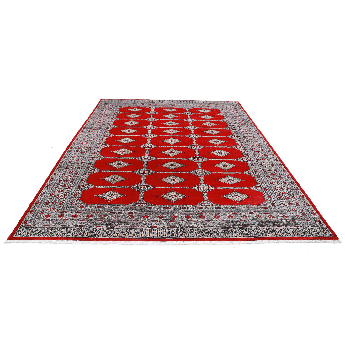 Alfombra tribal de lana Bokhara anudada a mano - 8'4'' x 10'8''