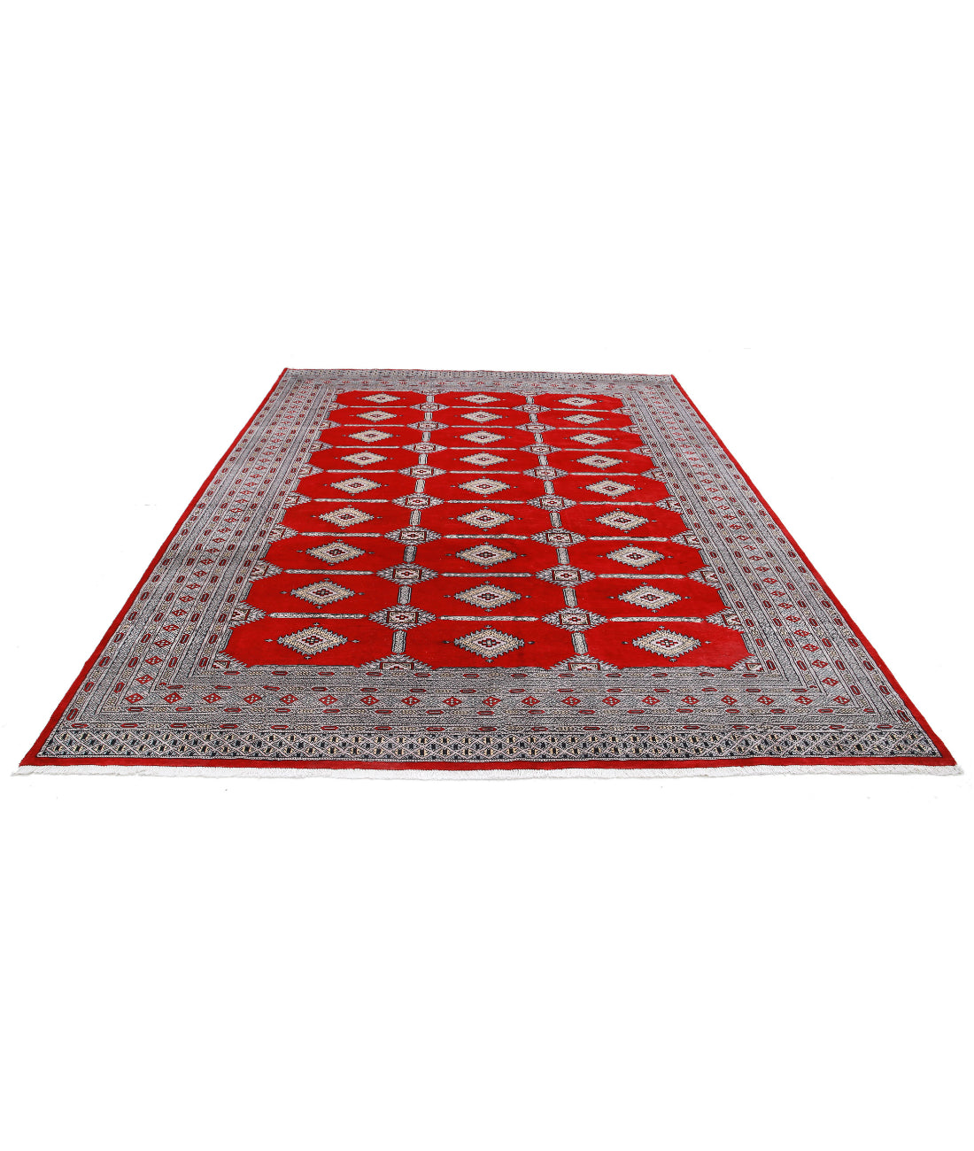 Alfombra tribal de lana Bokhara anudada a mano - 8'4'' x 10'8''